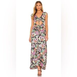 AFRM Lizette Floral Ruched Cutout Jersey Dress